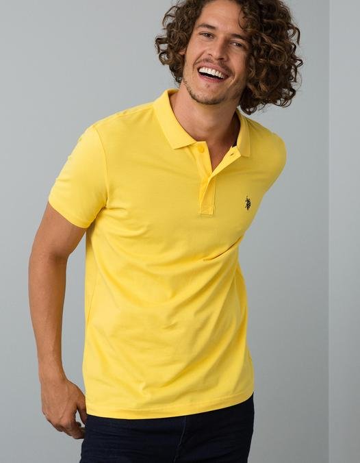 Erkek Açık Sarı Basic T-Shirt