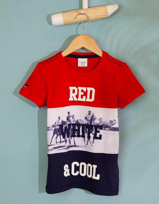 Çocuk Kırmızı Bisiklet Yaka Tişört