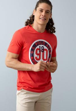 Erkek Nar Çiçeği Bisiklet Yaka T-Shirt