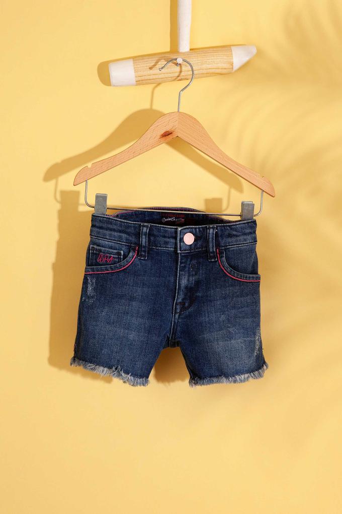 Kız Çocuk Mavi Denim Bermuda