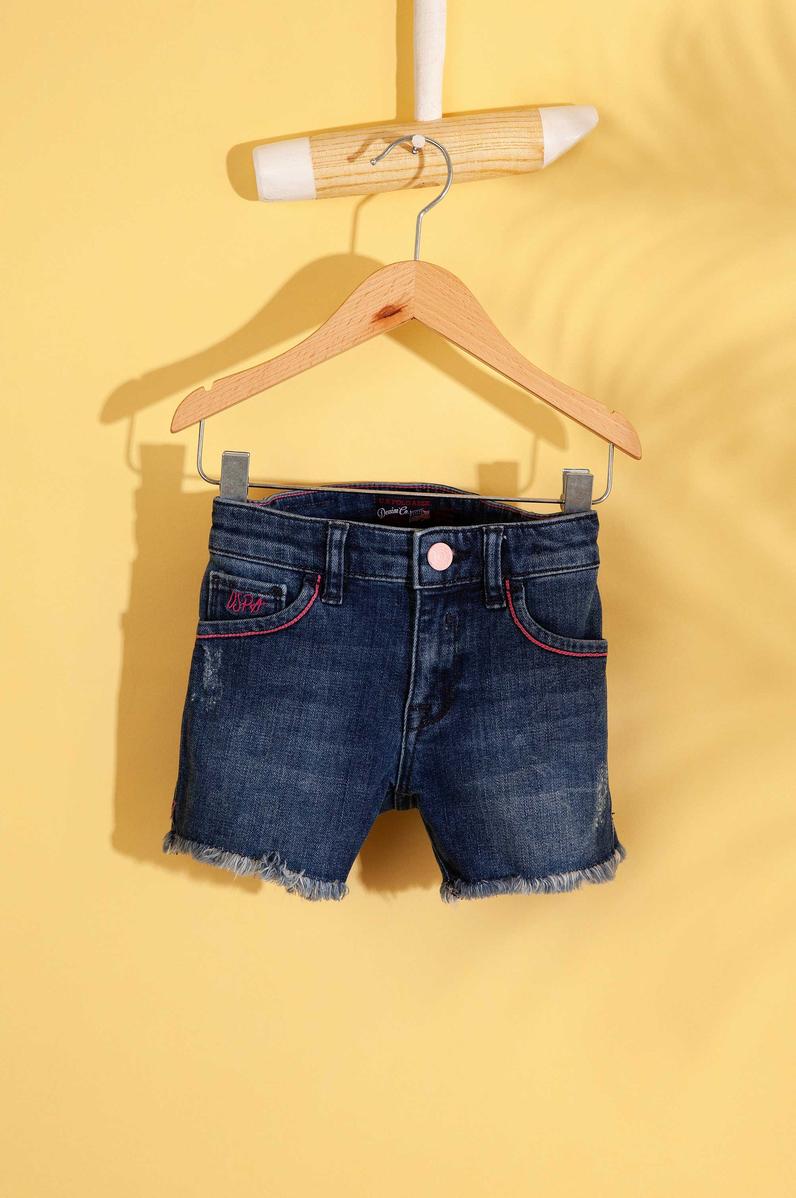 Kız Çocuk Mavi Denim Bermuda