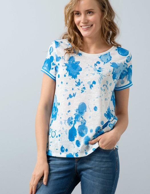 Kadın Mavi Bisiklet Yaka T-Shirt