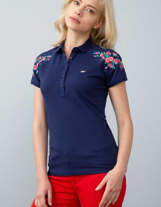 Kadın Lacivert Polo Yaka T-Shirt