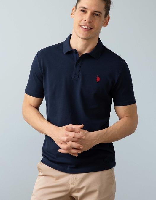 Erkek Koyu Lacivert Polo Yaka T-Shirt Basic