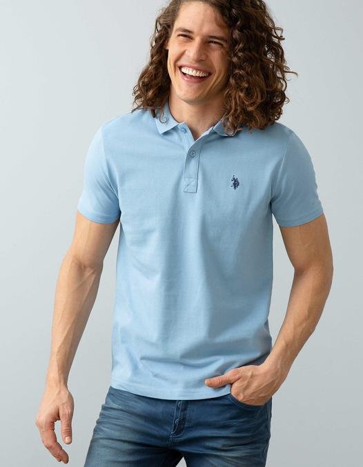 Erkek Açık İndigo Polo Yaka T-Shirt Basic