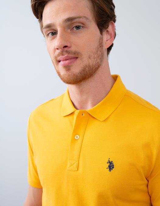 Erkek Koyu Sarı  Polo Yaka T-Shirt Basic