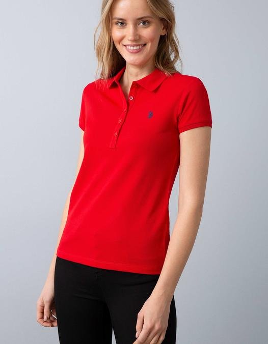 Kadın Kırmızı Polo Yaka T-Shirt
