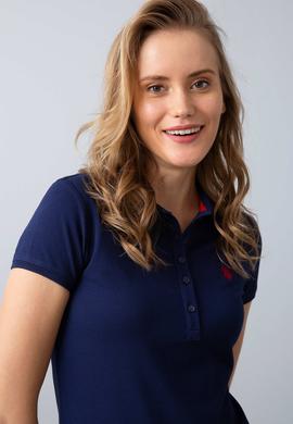 Kadın Lacivert Polo Yaka T-Shirt