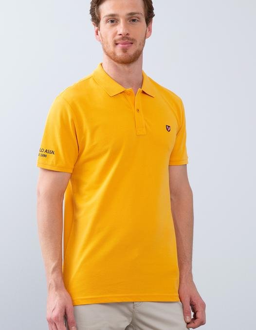 Erkek Koyu Sarı  Polo Yaka T-Shirt Basic