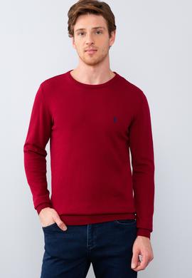 Erkek Bordo Bisiklet Yaka Triko Kazak Basic