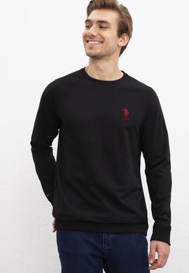 Erkek Siyah Bisiklet Yaka Sweatshirt Basic