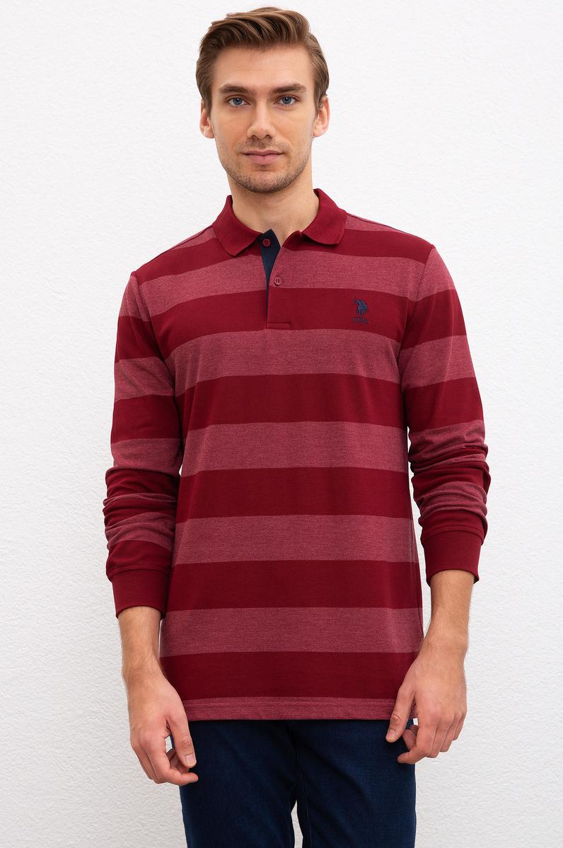 Erkek Bordo Polo Yaka Sweatshirt