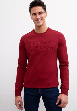 Erkek Bordo Bisiklet Yaka Sweatshirt Basic