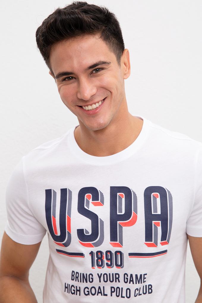 Erkek Beyaz Bisiklet Yaka T-Shirt