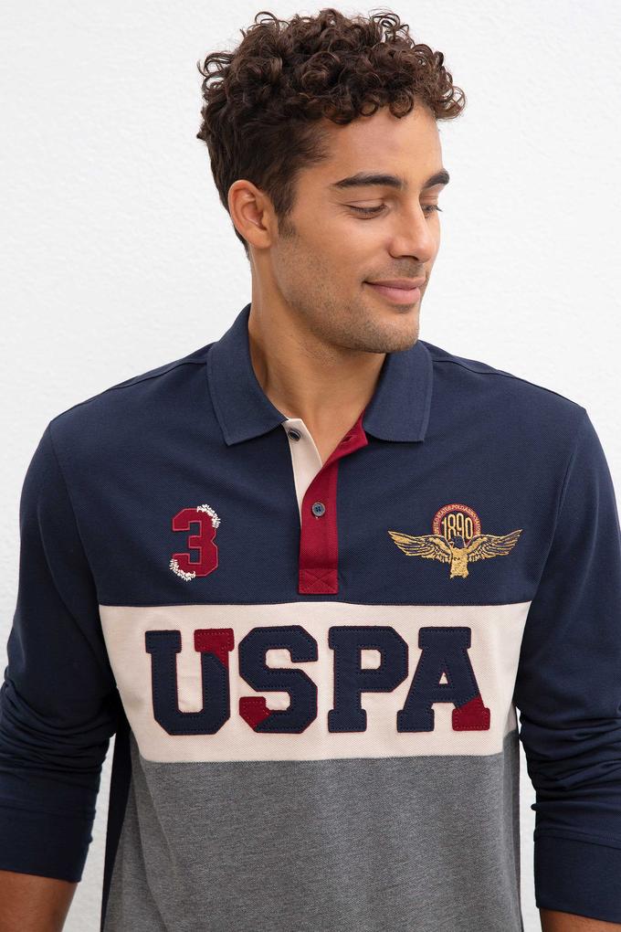 Erkek Lacivert Polo Yaka Sweatshirt