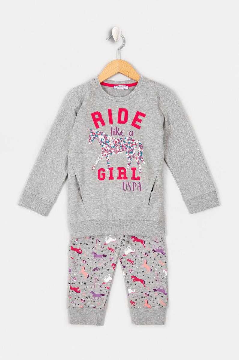 Kız Çocuk Gri Pijama Takımı