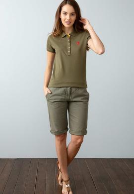 Kadın Haki Polo Yaka T-Shirt