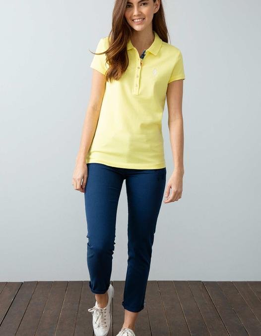 Kadın Sarı Polo Yaka T-Shirt