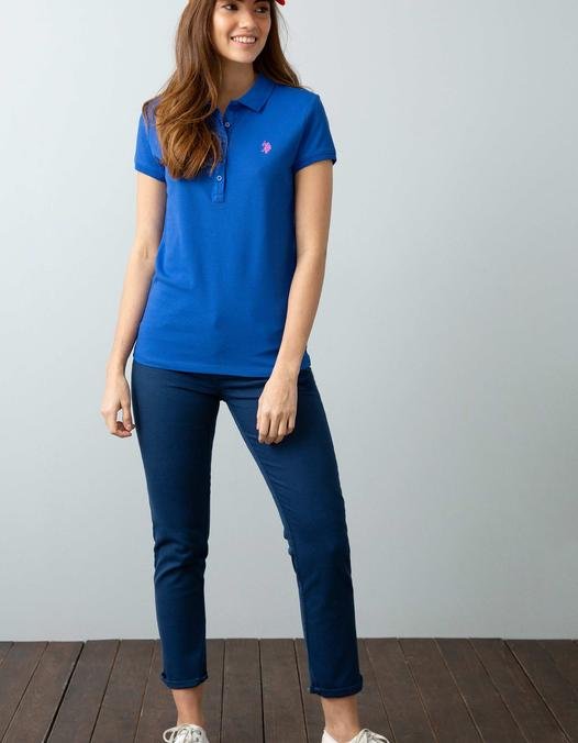 Kadın Mavi Polo Yaka T-Shirt