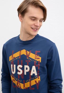 Erkek Açık Lacivert Bisiklet Yaka Sweatshirt
