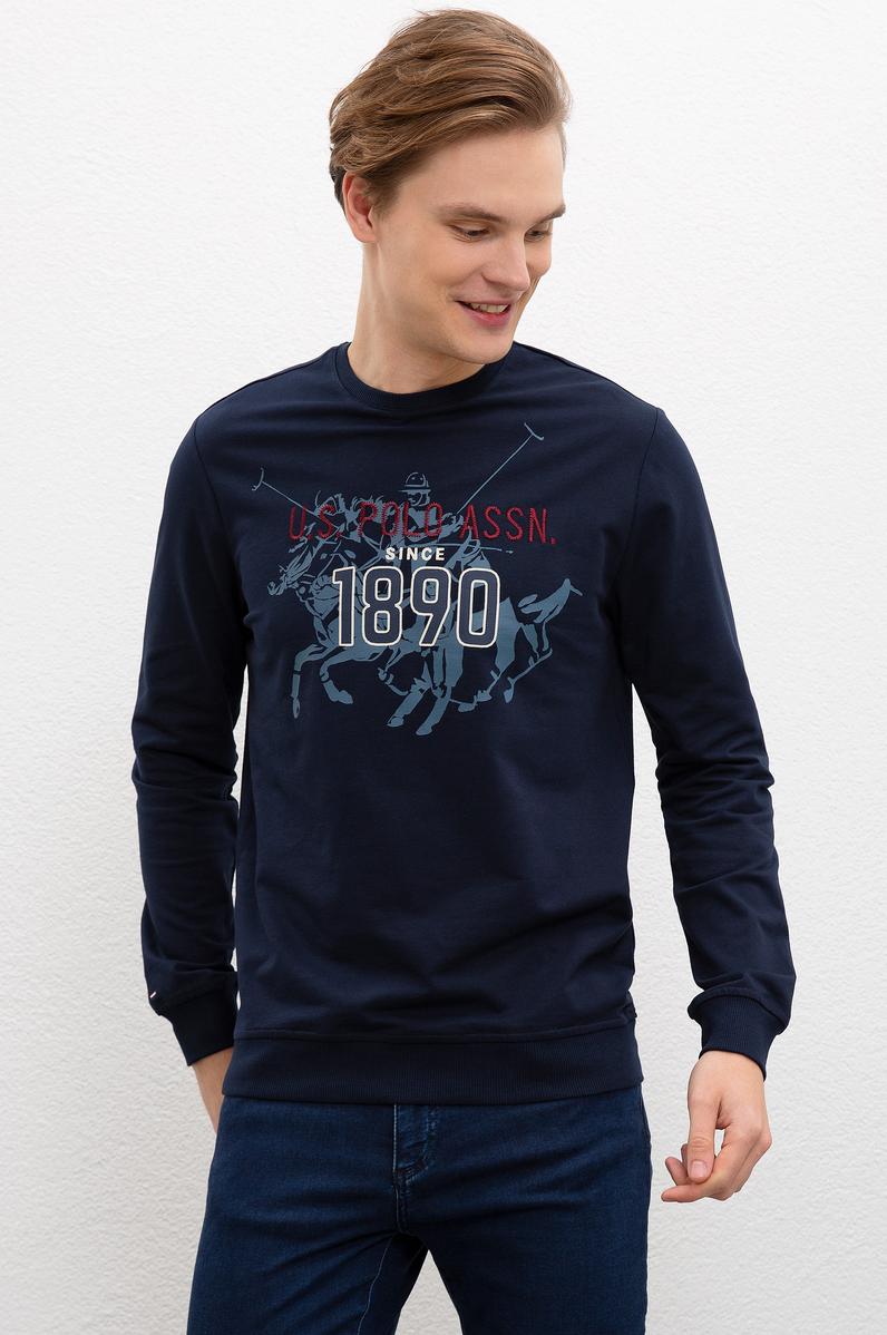 Erkek Lacivert Bisiklet Yaka Sweatshirt