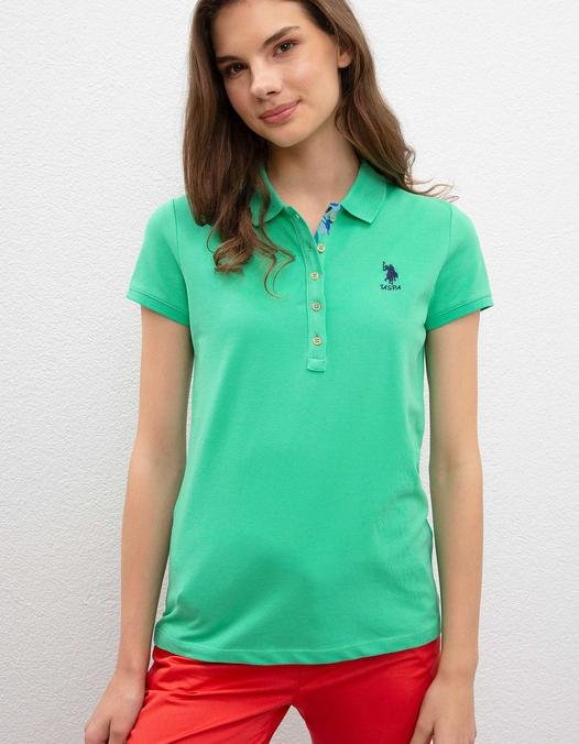 Kadın Yeşil Polo Yaka T-Shirt