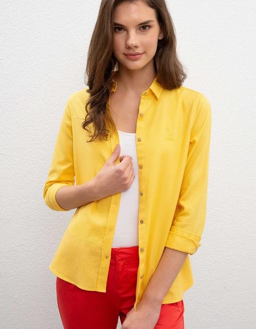 Kadın Sarı Gömlek Uzunkol