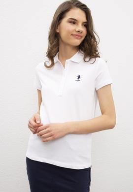 Kadın Beyaz Polo Yaka T-Shirt Basic