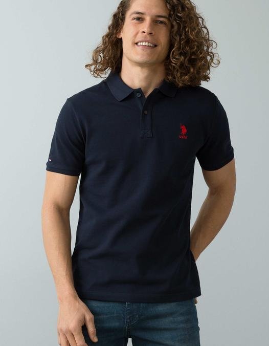 Erkek Koyu Lacivert Polo Yaka T-Shirt Basic