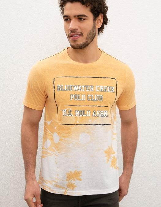 Erkek Koyu Sarı  Bisiklet Yaka T-Shirt