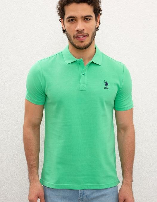 Erkek Elma Yeşili Polo Yaka T-Shirt Basic
