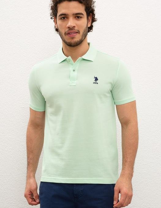 Erkek Su Yeşili Polo Yaka T-Shirt Basic