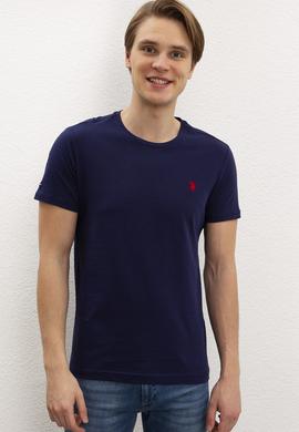 Erkek Lacivert Bisiklet Yaka T-Shirt Basic