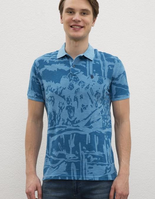 Erkek İndigo Polo Yaka T-Shirt