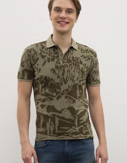 Erkek Koyu Haki Polo Yaka T-Shirt