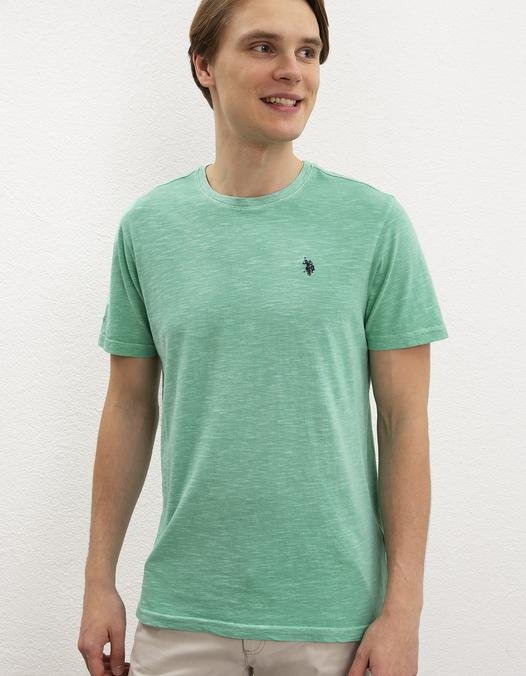 Erkek Mint Yeşili Bisiklet Yaka T-Shirt Basic