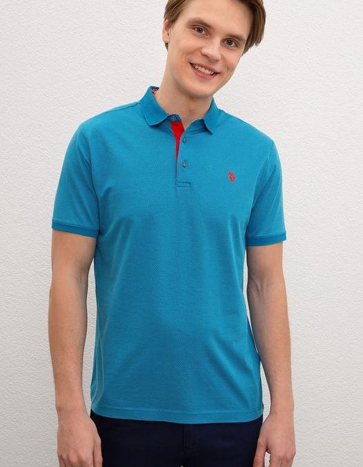 Erkek İndigo Polo Yaka T-Shirt