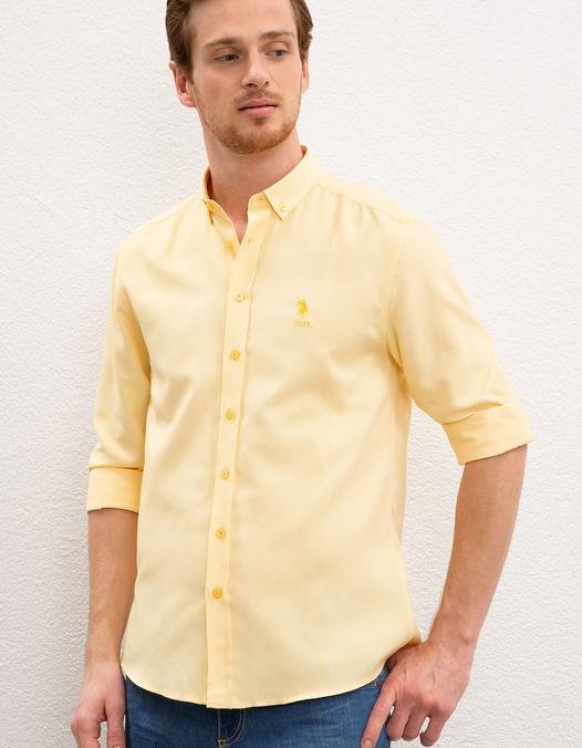 Erkek Sarı Gömlek Uzunkol Basic