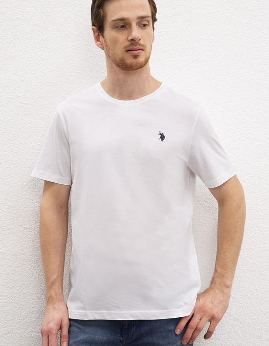 Erkek Beyaz Bisiklet Yaka T-Shirt Basic