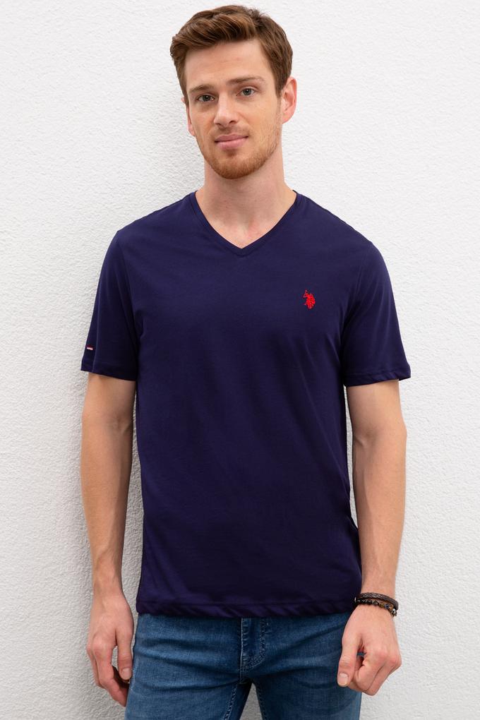 Erkek Lacivert V-Yaka T-Shirt Basic