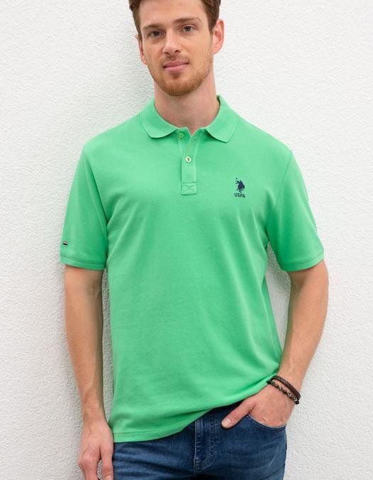 Erkek Elma Yeşili Polo Yaka T-Shirt Basic