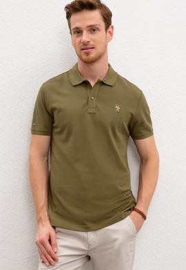 Erkek Koyu Haki Polo Yaka T-Shirt Basic