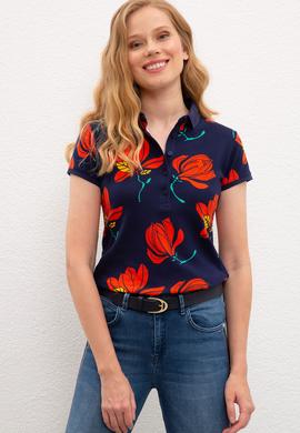 Kadın Lacivert Polo Yaka T-Shirt