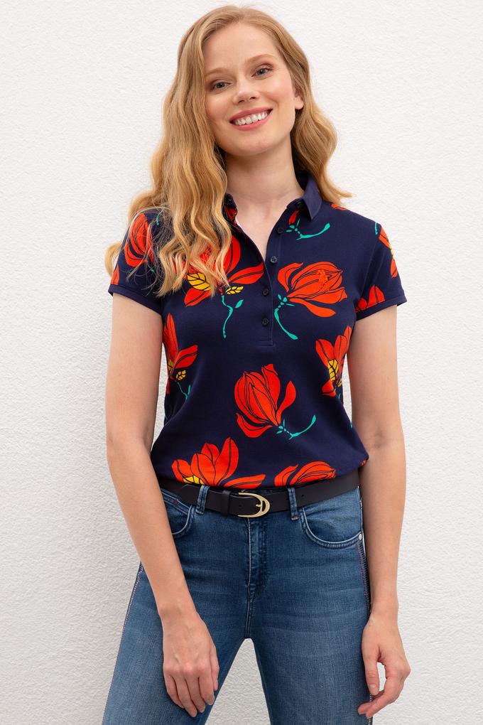 Kadın Lacivert Polo Yaka T-Shirt