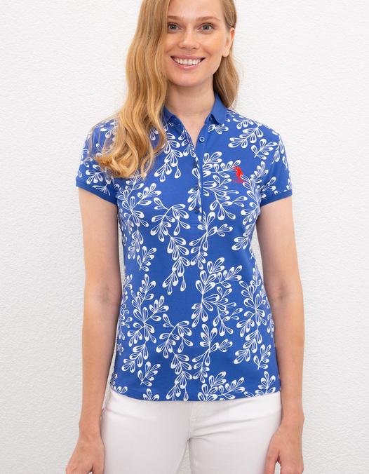 Kadın Mavi Polo Yaka T-Shirt