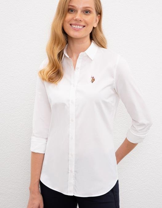 Kadın Beyaz Gömlek Uzunkol Basic