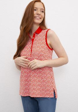 Kadın Nar Çiçeği Polo Yaka T-Shirt
