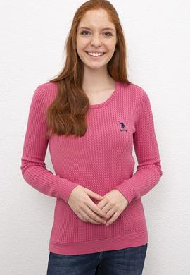 Kadın Pembe Triko Kazak Basic