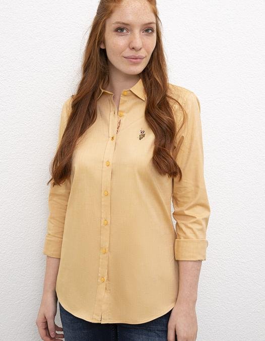 Kadın Kahverengi Gömlek Uzunkol Basic