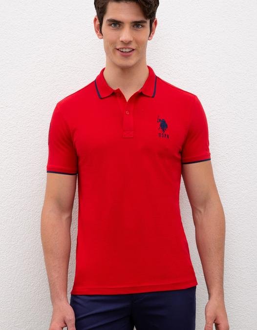 Erkek Basic Kırmızı Polo Yaka T-Shirt Basic